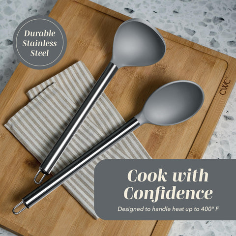 COOK WITH COLOR spatula sweeping a nonstick pan protecting coating while turning food