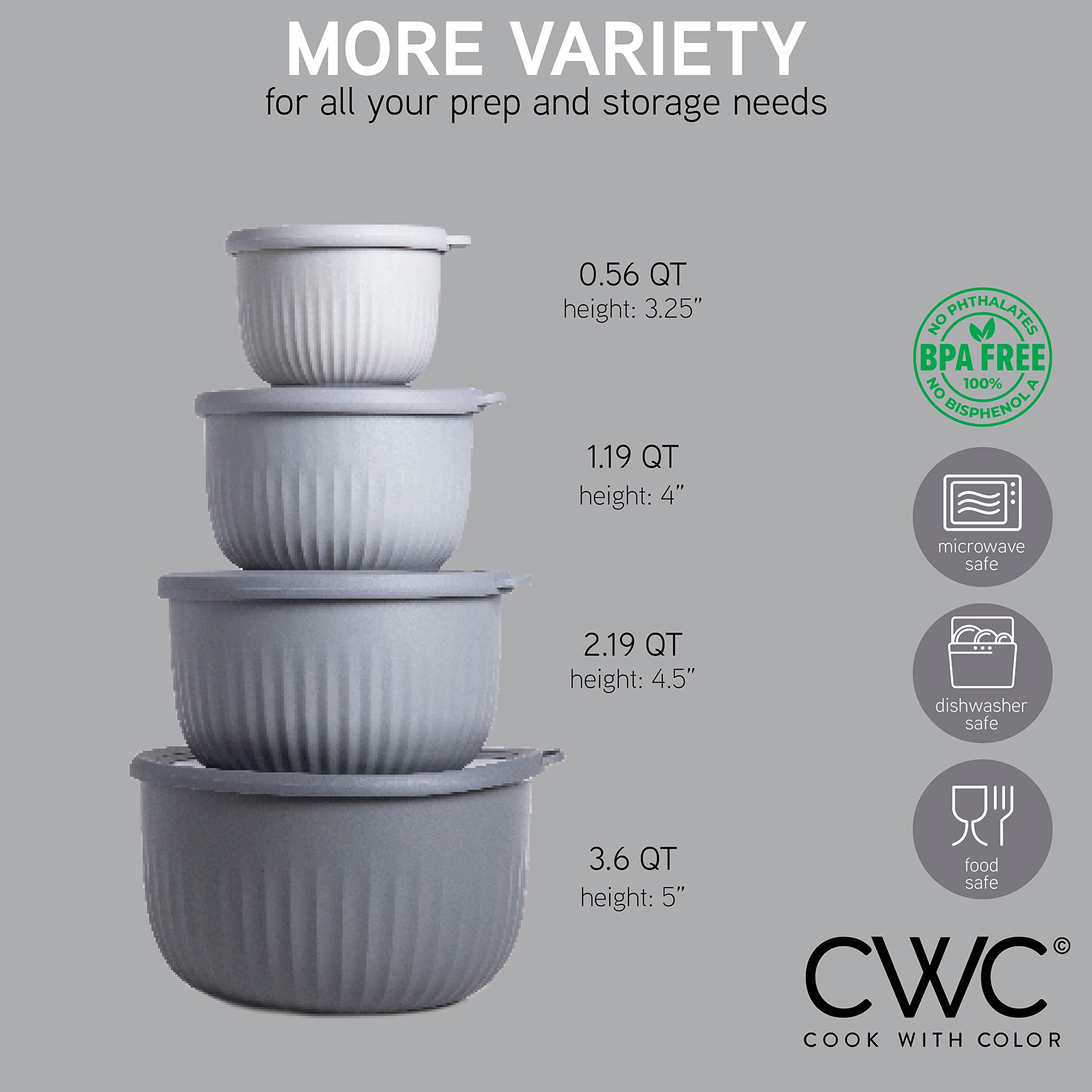 COOK WITH COLOR stacked nesting bowls saving cabinet space