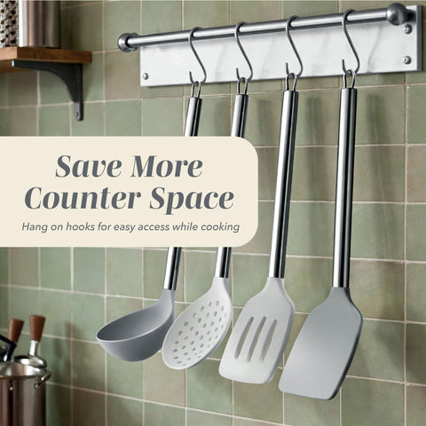 COOK WITH COLOR tongs detail displaying secure grip and heat-resistant silicone tips for safe handling