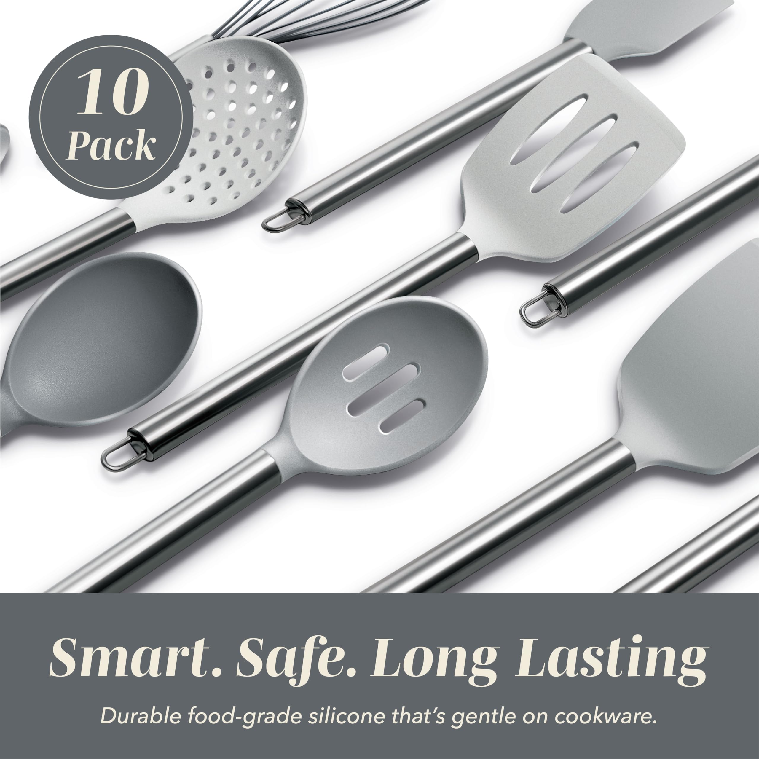 COOK WITH COLOR utensils arranged in a crock for tidy storage and quick access during cooking