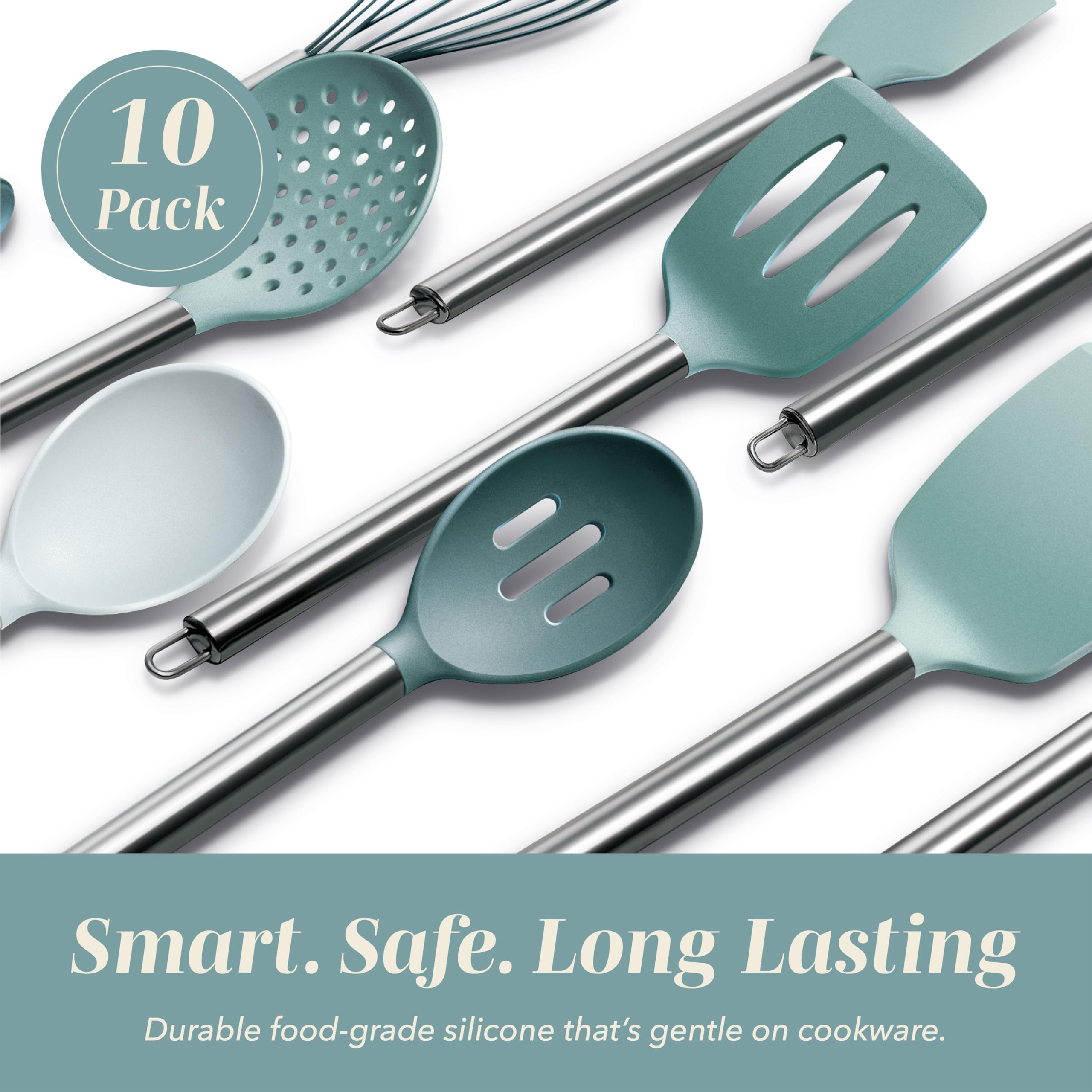 COOK WITH COLOR utensils in use in frying pan protecting cookware surface