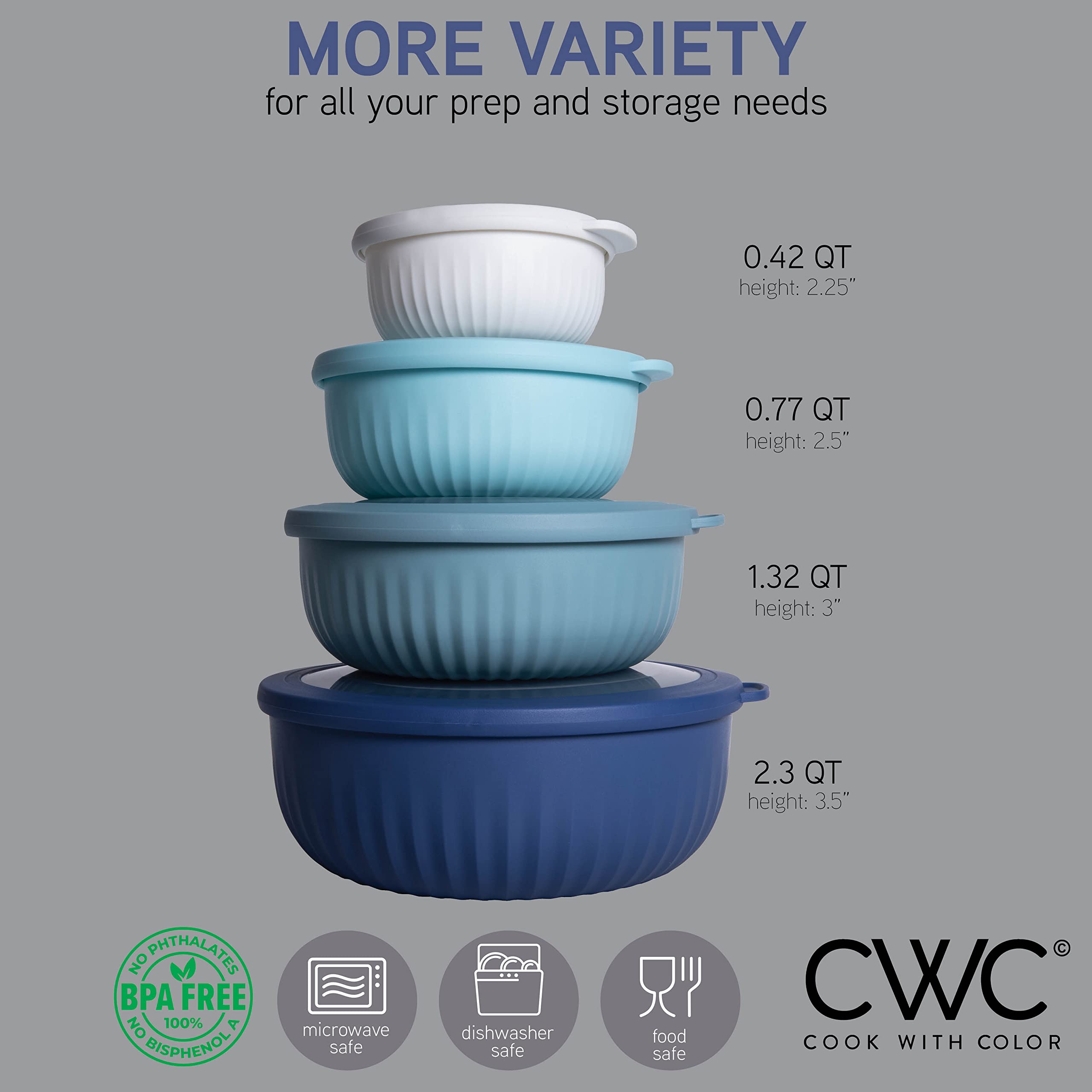 COOK WITH COLOR wide bowl top view showing mixing surface for easy food prep