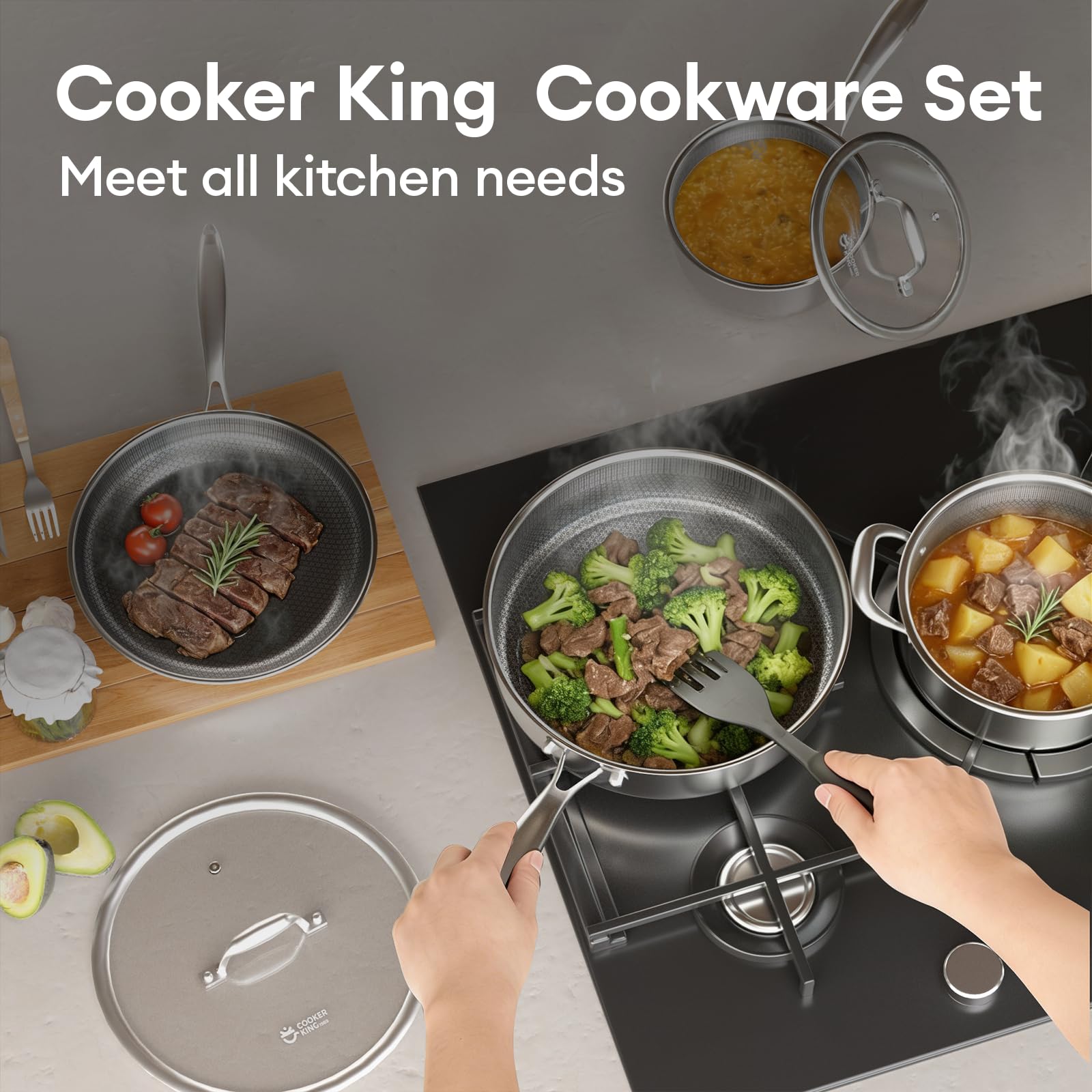 COOKER KING set in kitchen lifestyle scene showcasing elegant countertop appeal