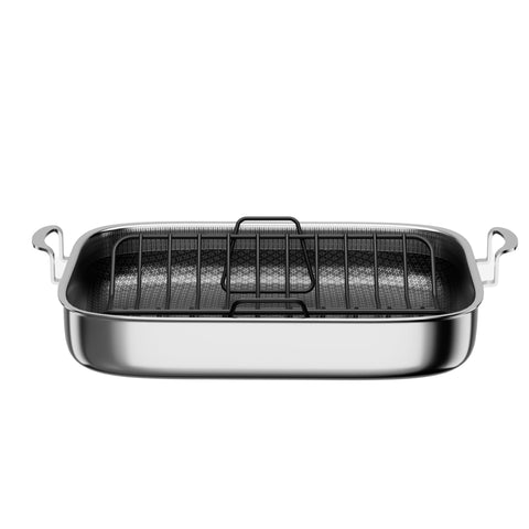 COOKER KING front view of the roasting pan showing shape and finish for durable cooking