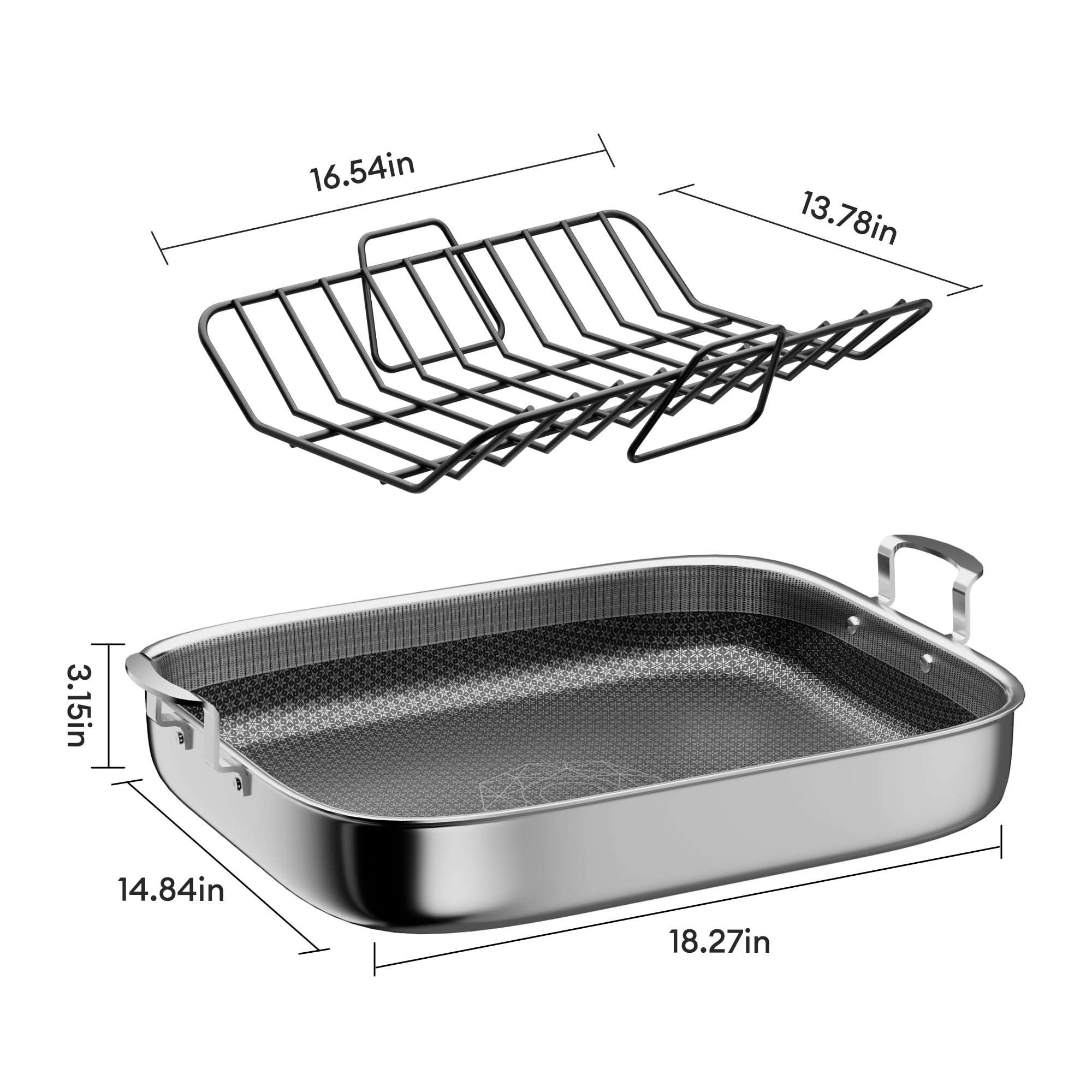 COOKER KING roaster with rack holding turkey demonstrating elevated roasting and even browning