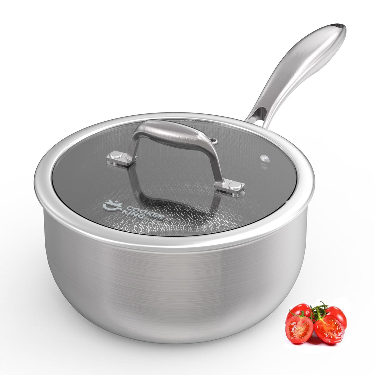 COOKER KING front view of 3-quart saucepan showing compact design and versatile use
