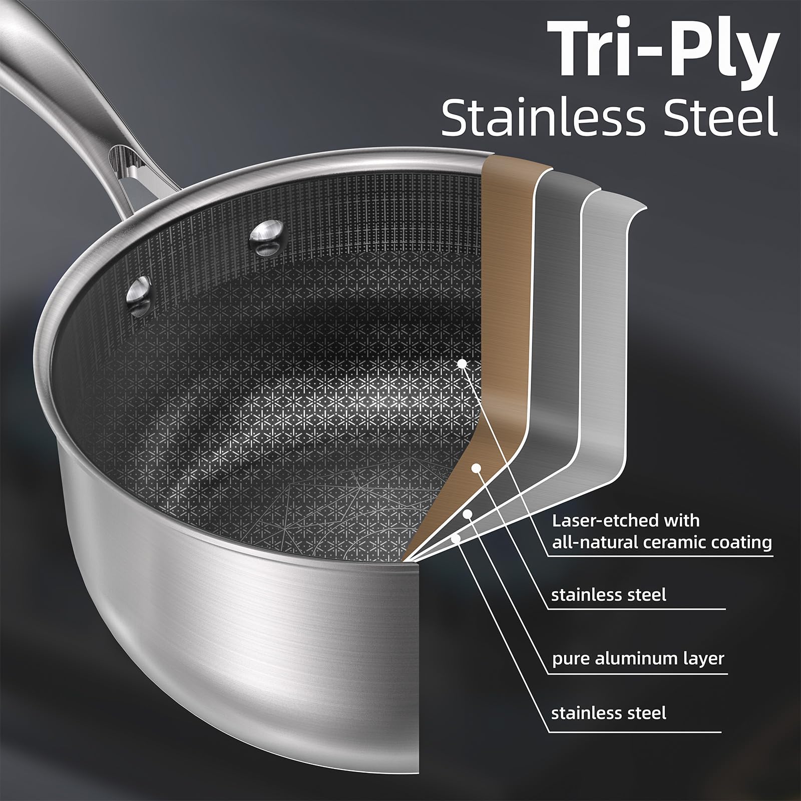 COOKER KING tempered glass lid close-up showing steam vent and easy monitoring