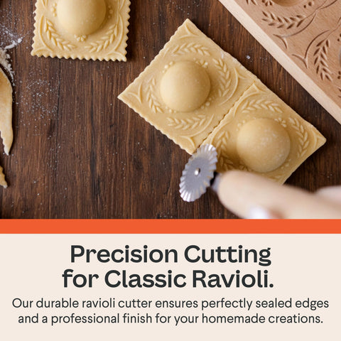 Cooking Gift Set stainless cutter wheel detail showing sharp edge for clean trims