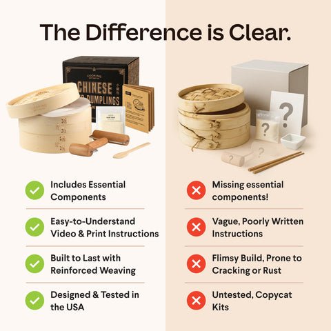 Cooking Gift Set steamer size comparison next to hand showing compact home-friendly scale