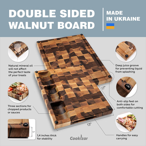 Cookizar close-up of end-grain blocks that protect knives and resist wear