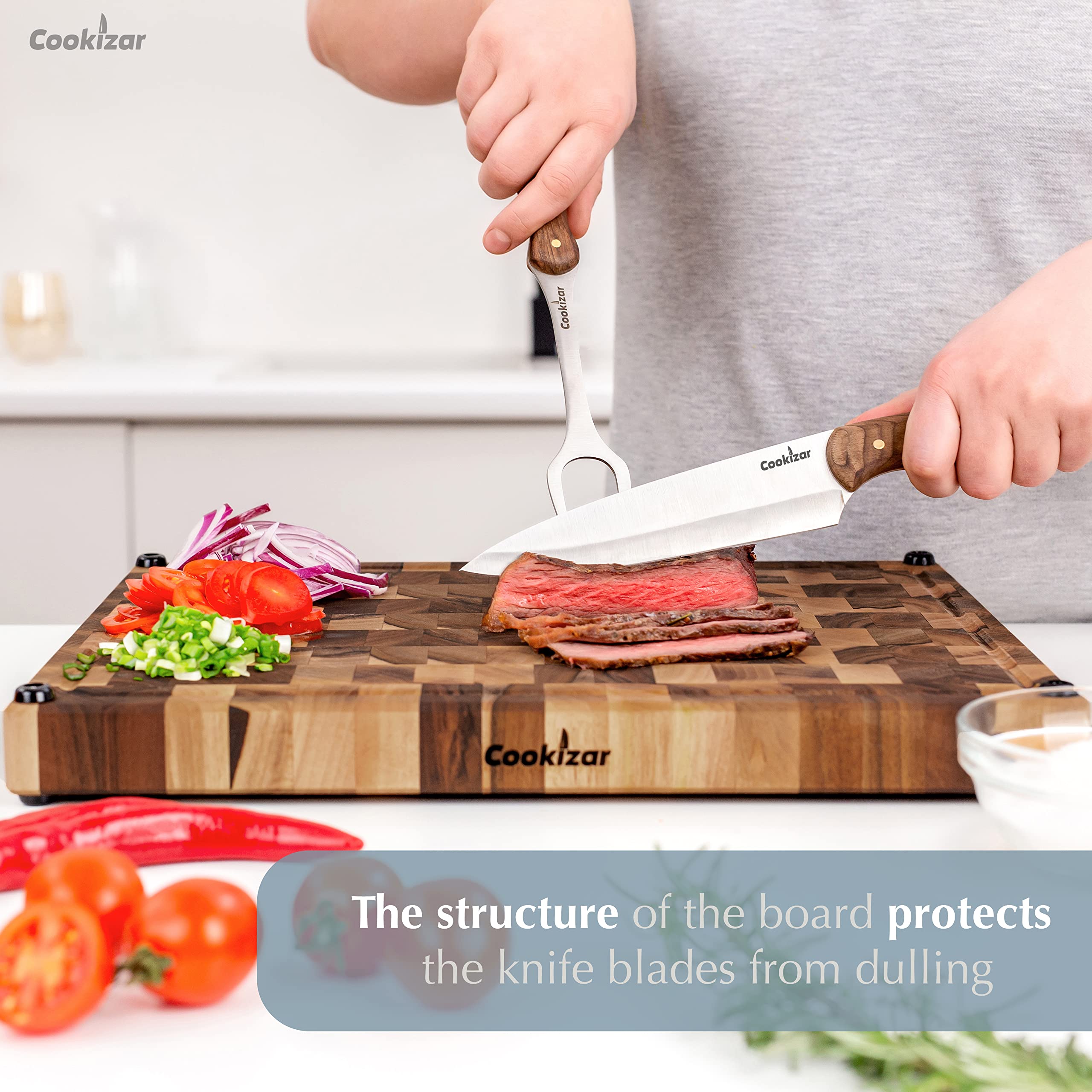 Cookizar serving charcuterie on the walnut board for attractive presentation