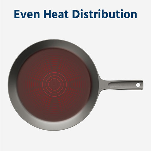 COOKLIFE skillet cooking over campfire highlighting outdoor durability and consistent heat