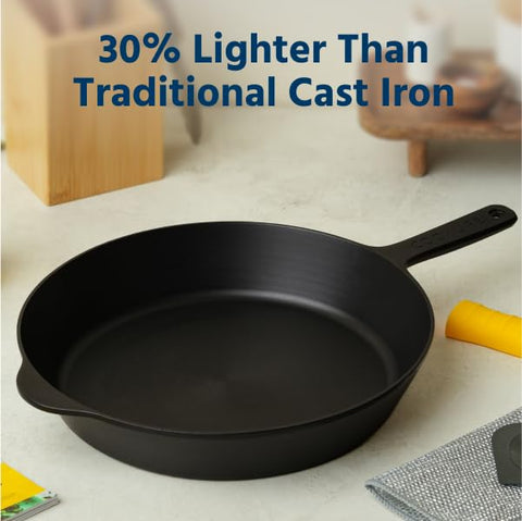 COOKLIFE skillet in oven with roasted vegetables showing even cooking and oven-safe versatility