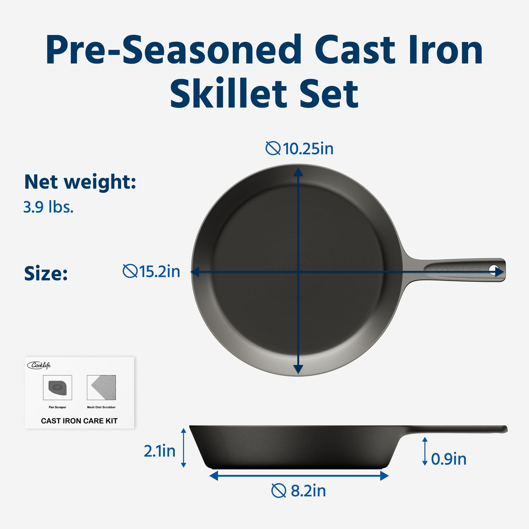 COOKLIFE close-up of smooth-polished cooking surface for faster seasoning and less sticking
