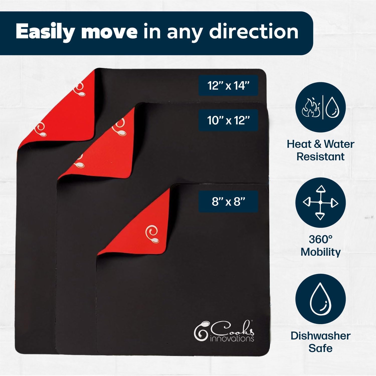 Cooks Innovations mat being trimmed to fit demonstrating custom-cut convenience