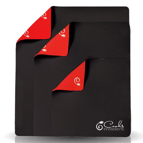 Cooks Innovations front packaging showing three heat resistant countertop mats protecting surfaces