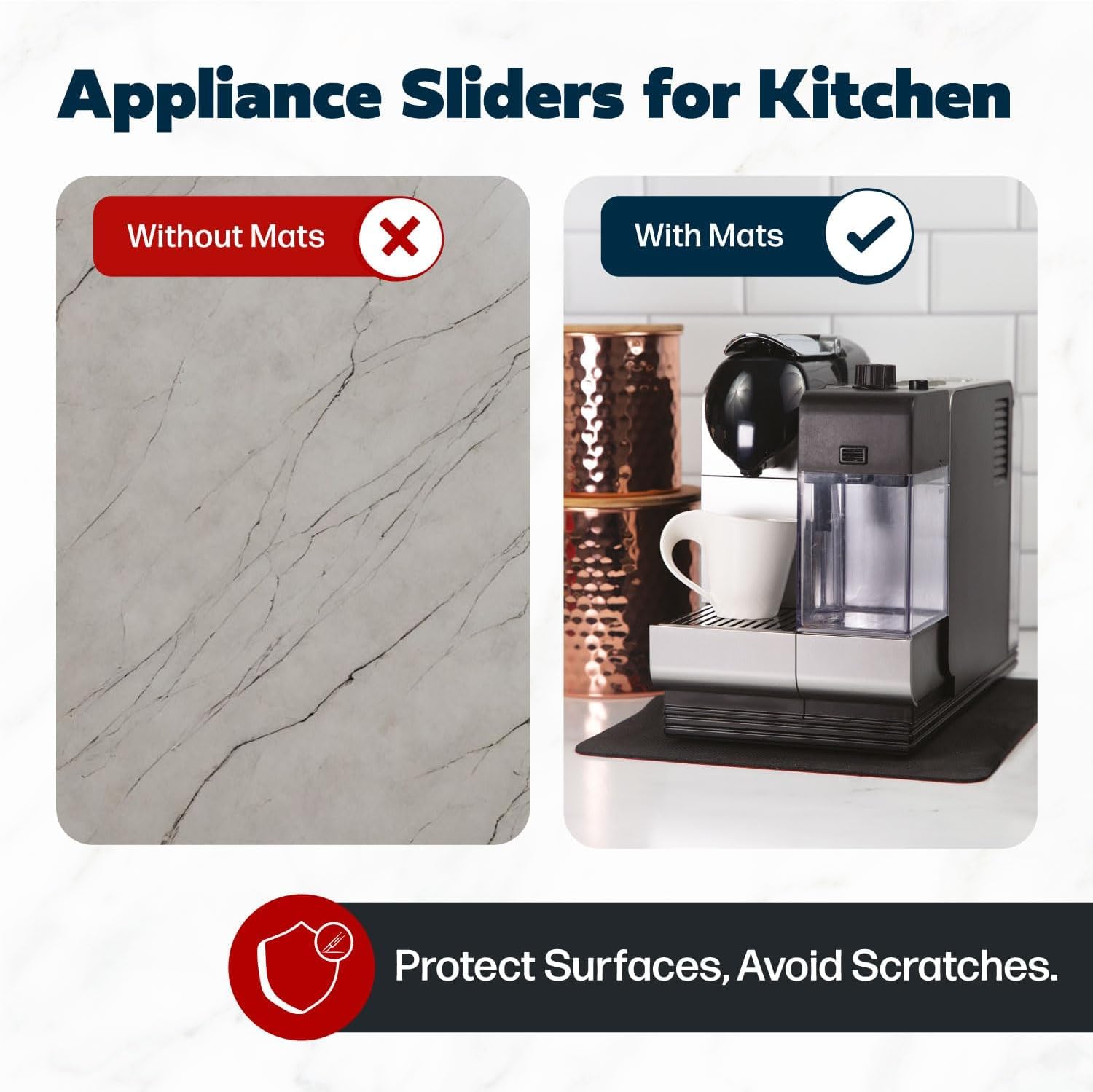 Cooks Innovations mat under blender on kitchen counter demonstrating scratch prevention benefit