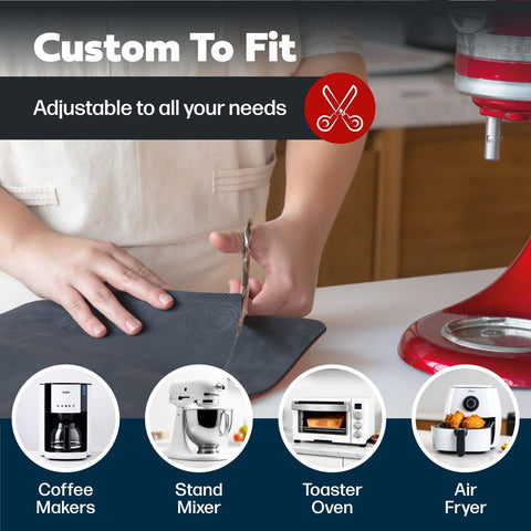 Cooks Innovations mat placed under an air fryer demonstrating heat protection and stability