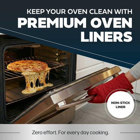 Cooks Innovations being cut with scissors to fit an oven showing custom sizing