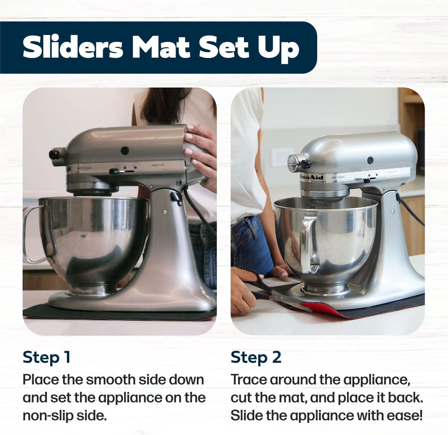 Cooks Innovations mat being wiped clean showcasing easy cleaning and stain resistance