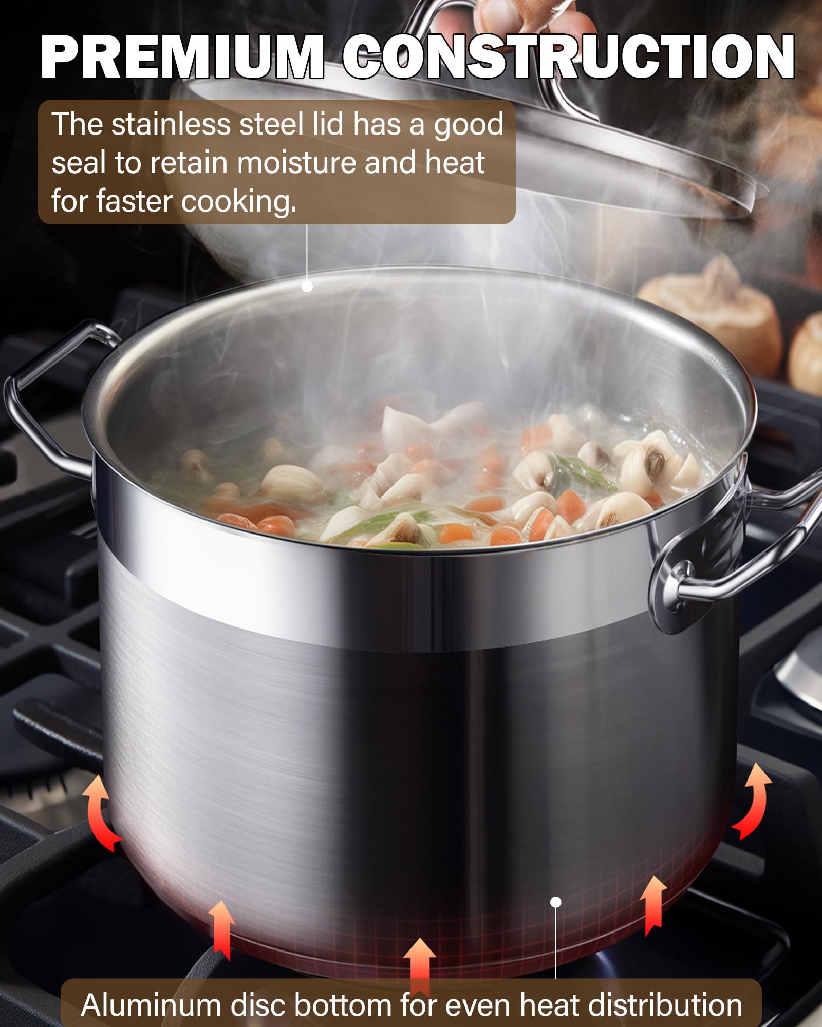 Cooks Standard pot simmering on stovetop demonstrating even-heating benefit