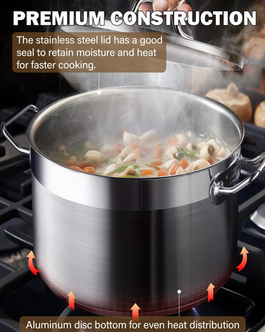 Cooks Standard pot simmering on stovetop demonstrating even-heating benefit