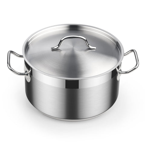 Cooks Standard front view of 6 quart stock pot showing capacity and finish