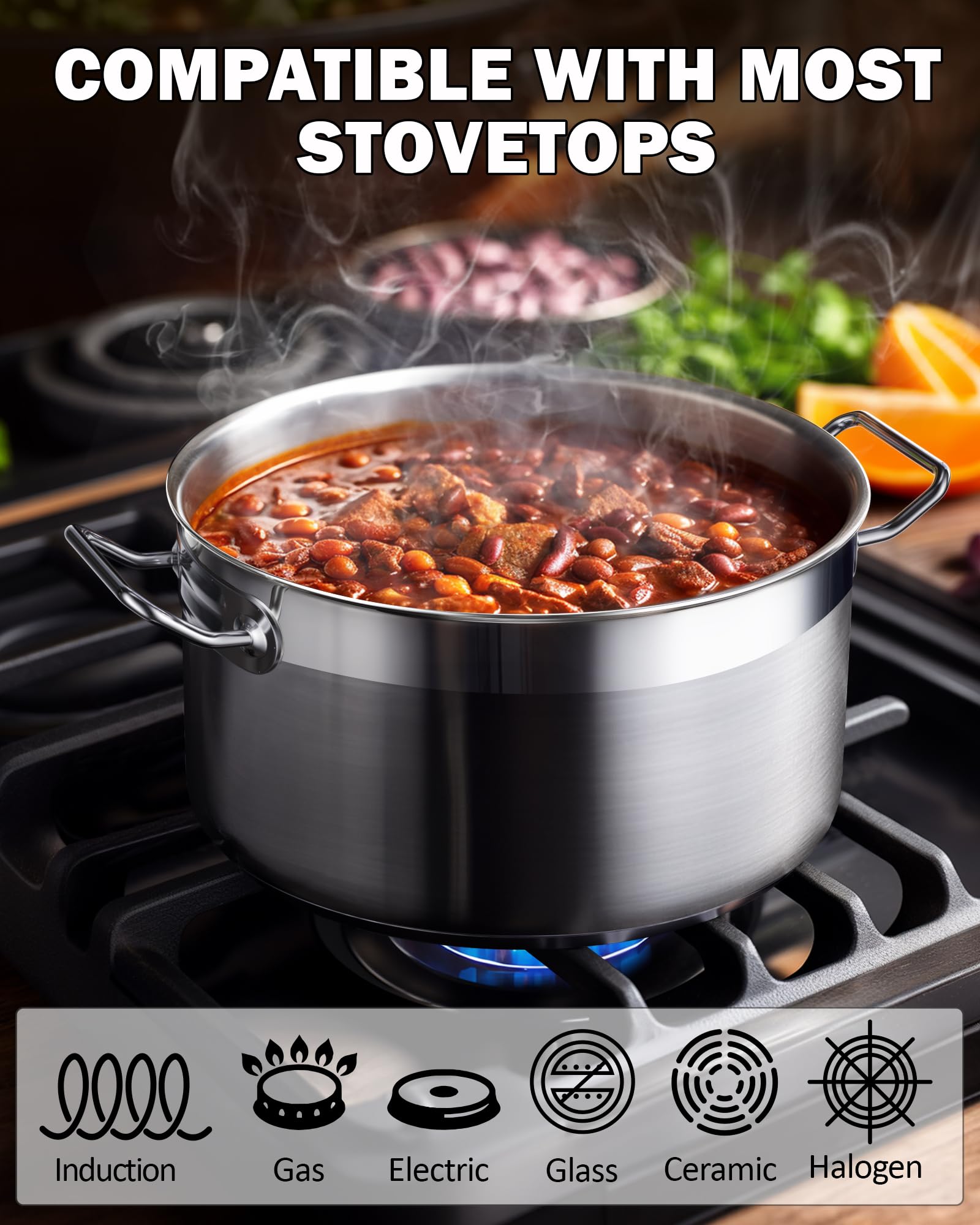 Cooks Standard pot base showing aluminum-disc for even heat distribution