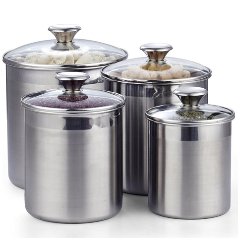 Cooks Standard front view of the four-piece canister set showing organized pantry benefit