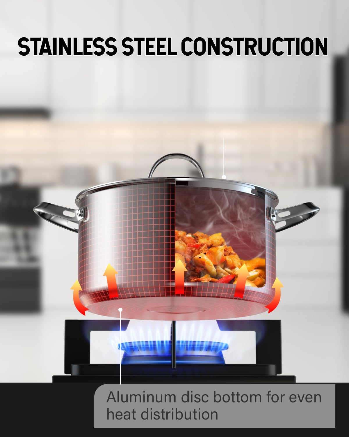 Cooks Standard riveted stainless-steel handle detail providing secure grip and long-term durability