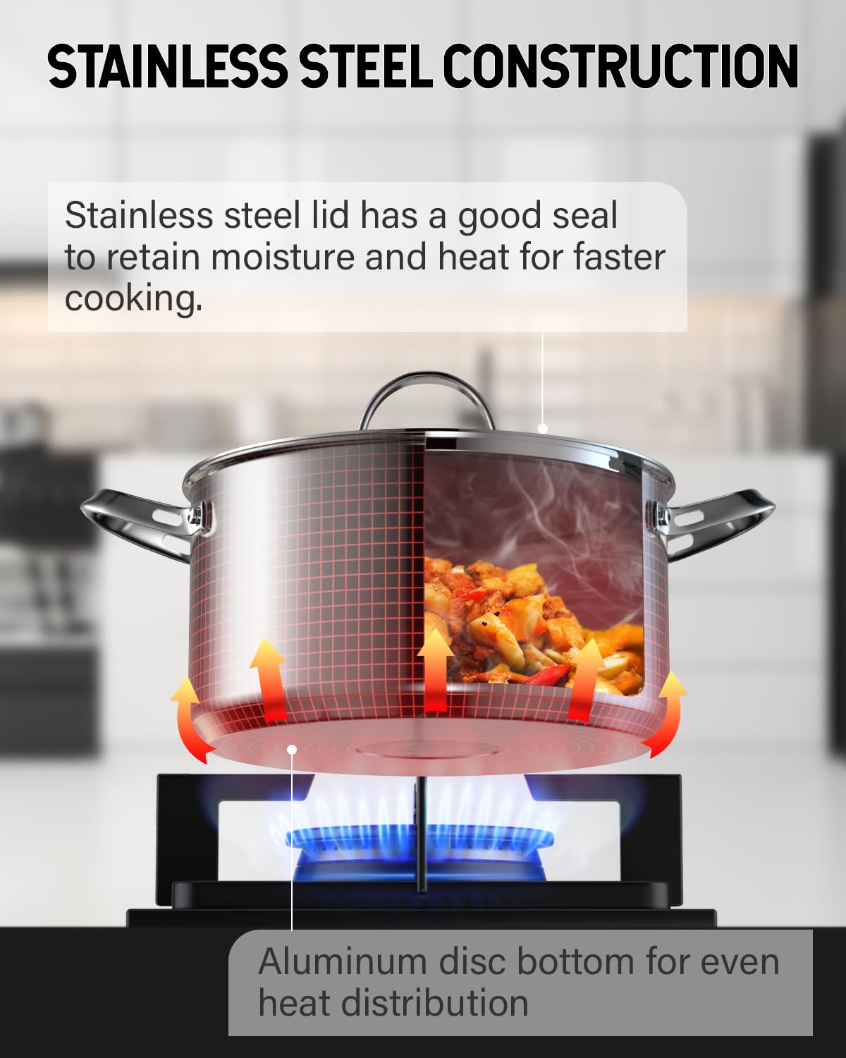 Cooks Standard stock pot in use simmering soup, ideal for family meals