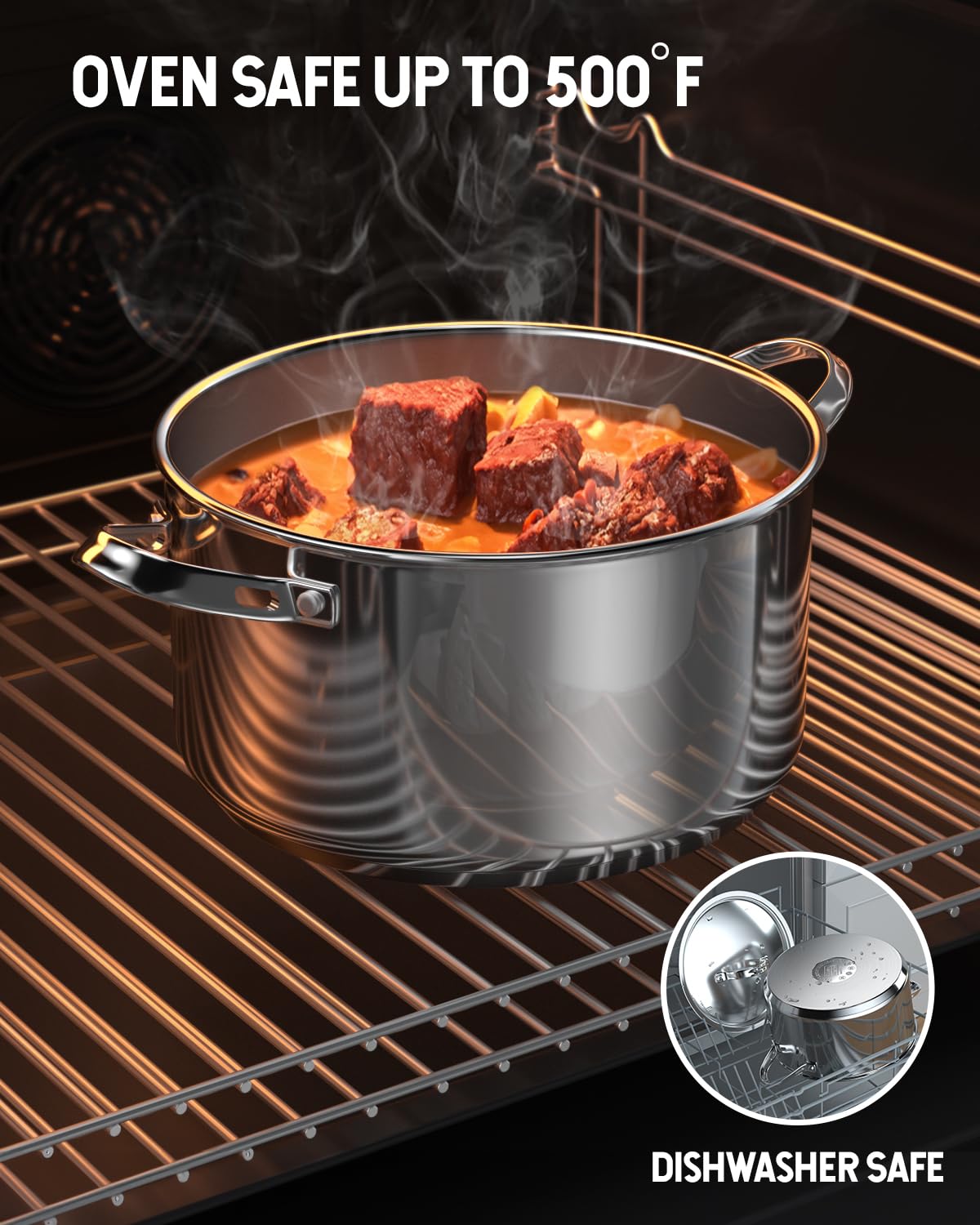 Cooks Standard in oven to show oven-safe construction up to 500°F
