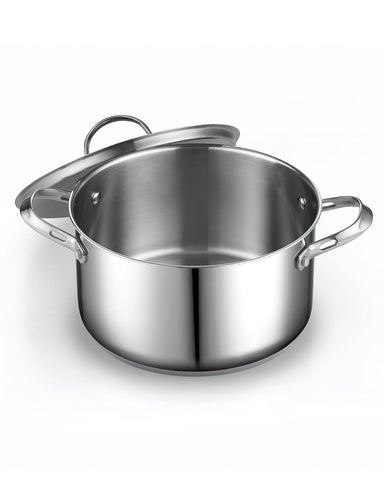 Cooks Standard size comparison with hand illustrating 6-quart capacity for portions