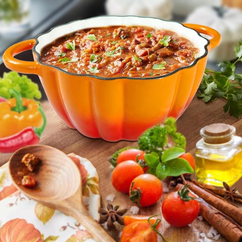 COOKWIN pumpkin pot gift-wrapped on table, attractive present for holidays and hosts