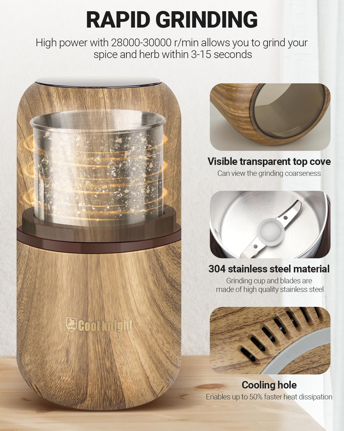 COOL KNIGHT stainless steel blade closeup highlighting durable sharpness