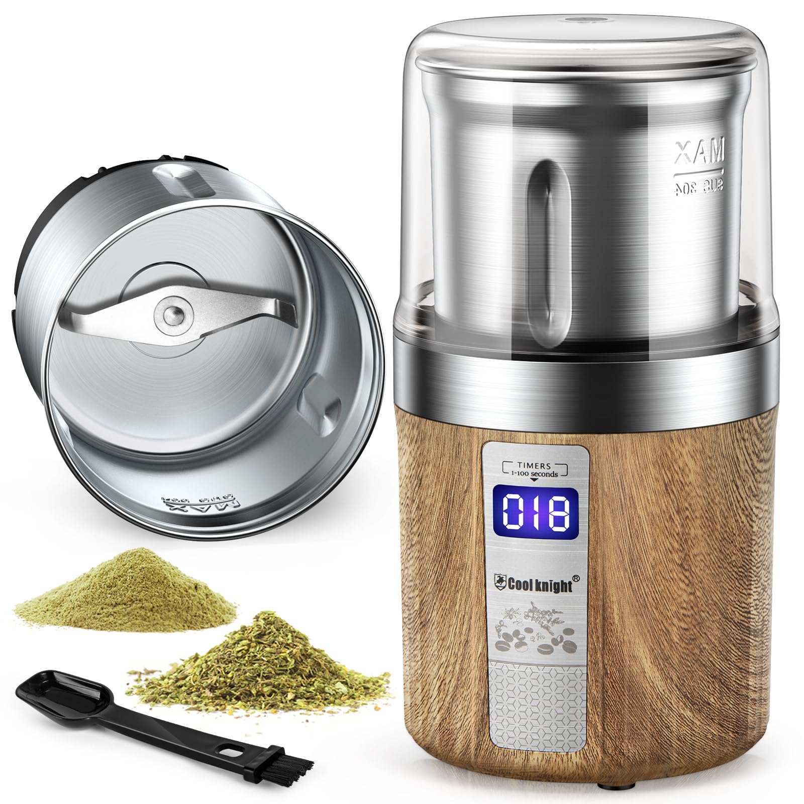 COOL KNIGHT front view showing compact grinder and clean design for countertop convenience