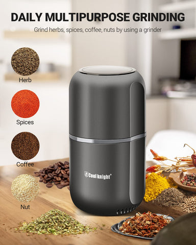 COOL KNIGHT grinder in use grinding mixed spices quickly and evenly
