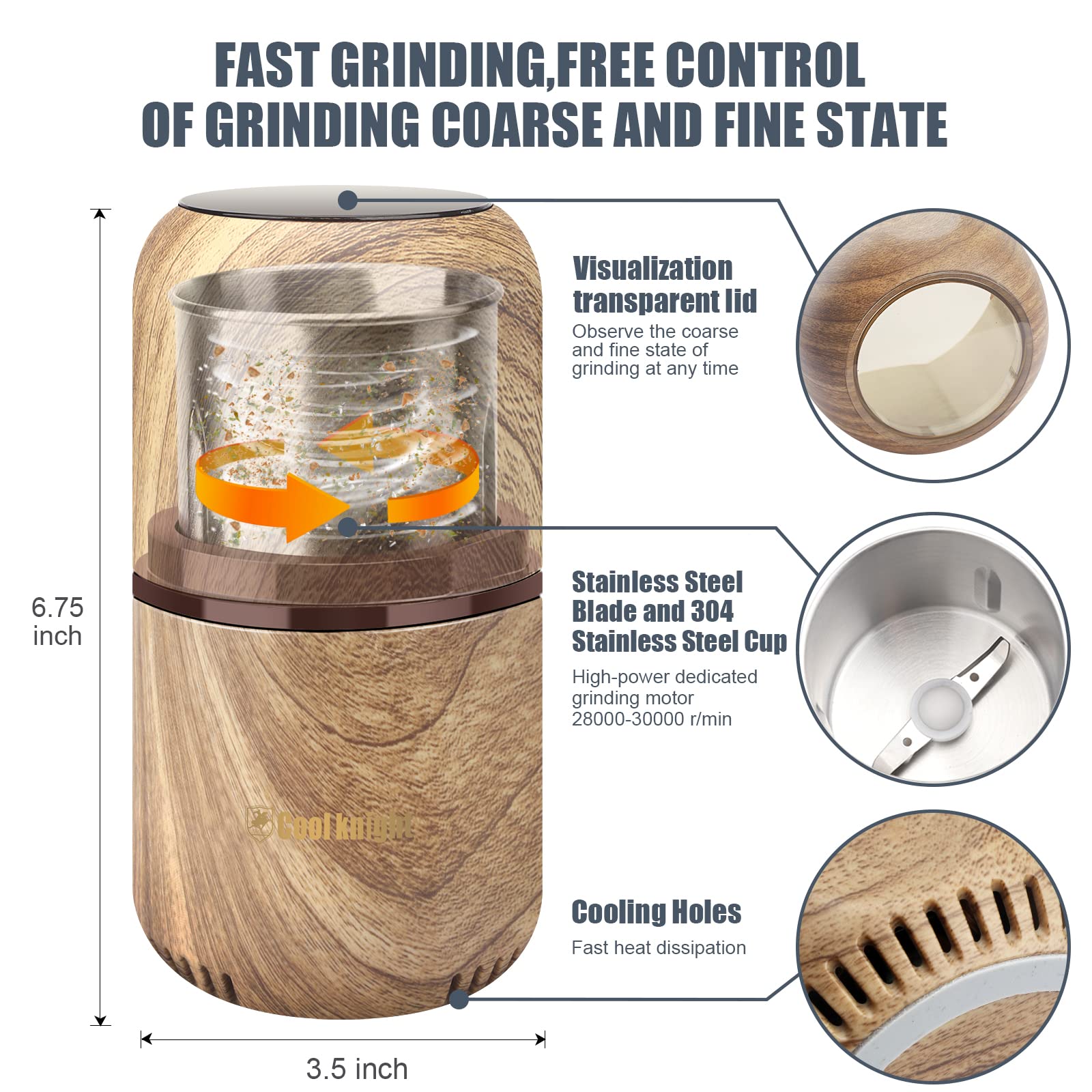 COOL KNIGHT in use grinding spices quickly for efficient meal prep