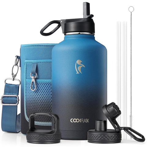 Coolflask front view showing clean stainless finish and size benefit