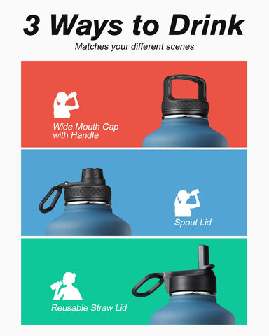 Coolflask wide mouth with ice inside to show easy refilling benefit