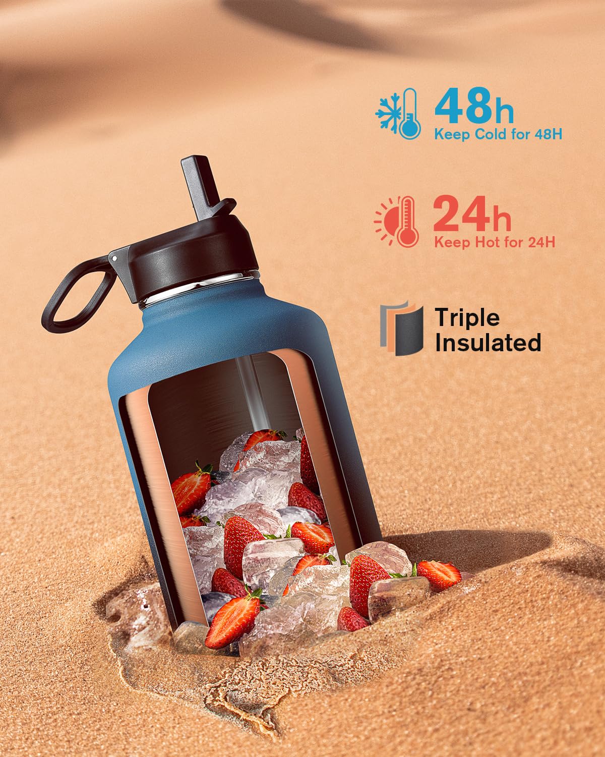 Coolflask three included lids displayed to show versatility benefit