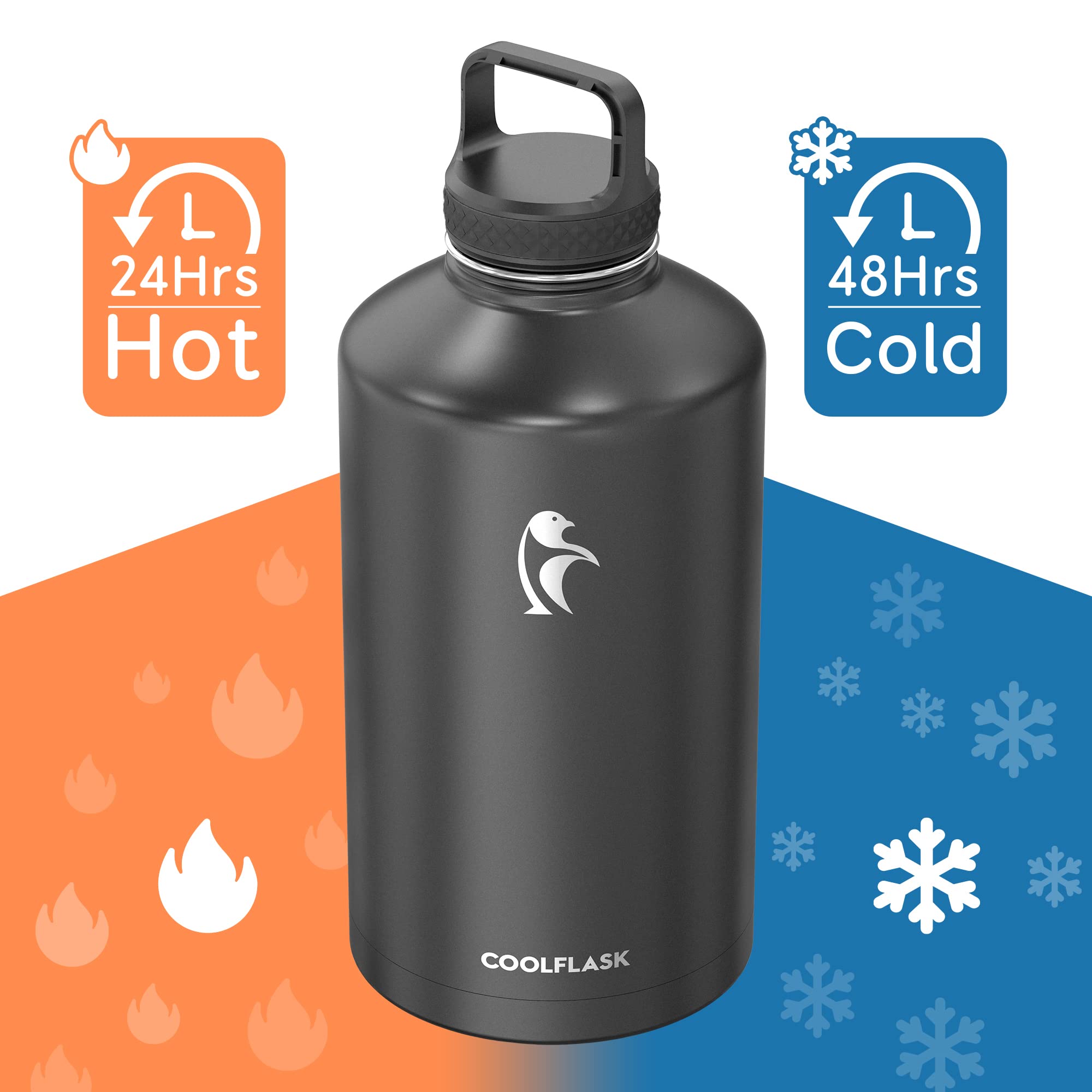 Coolflask straw lid in use for hands-free sipping benefit
