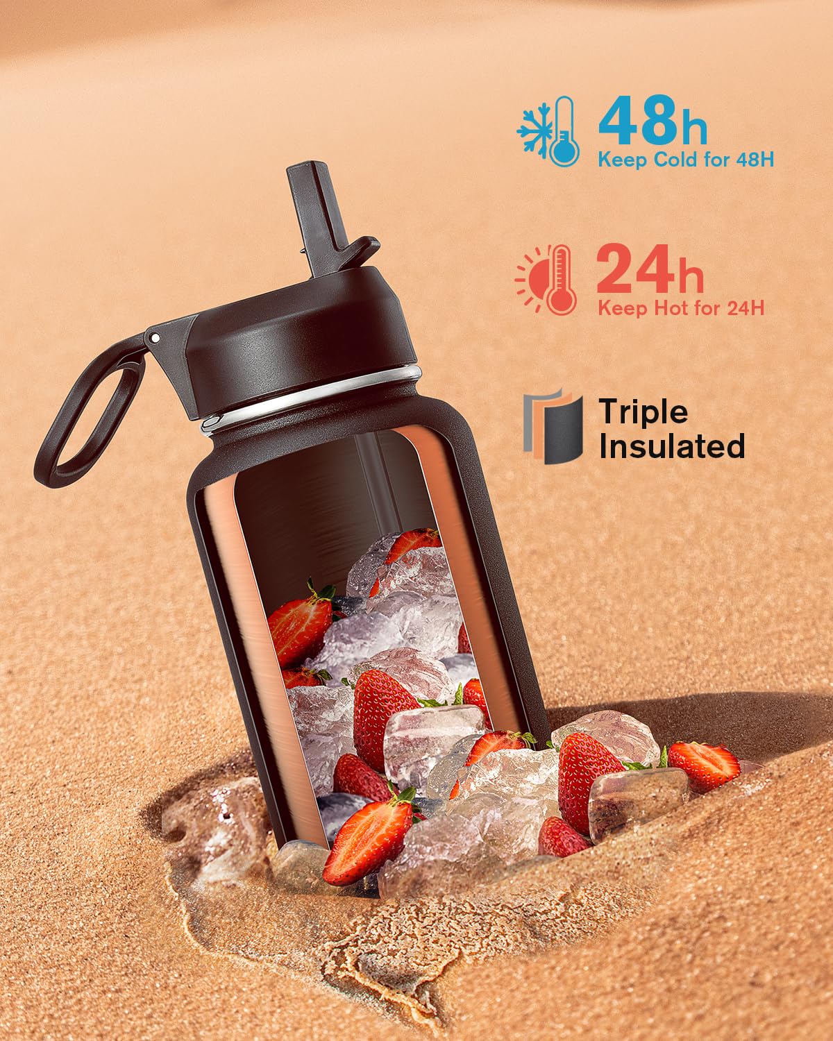 Coolflask anti-sweat coating close-up highlighting dry grip and moisture resistance