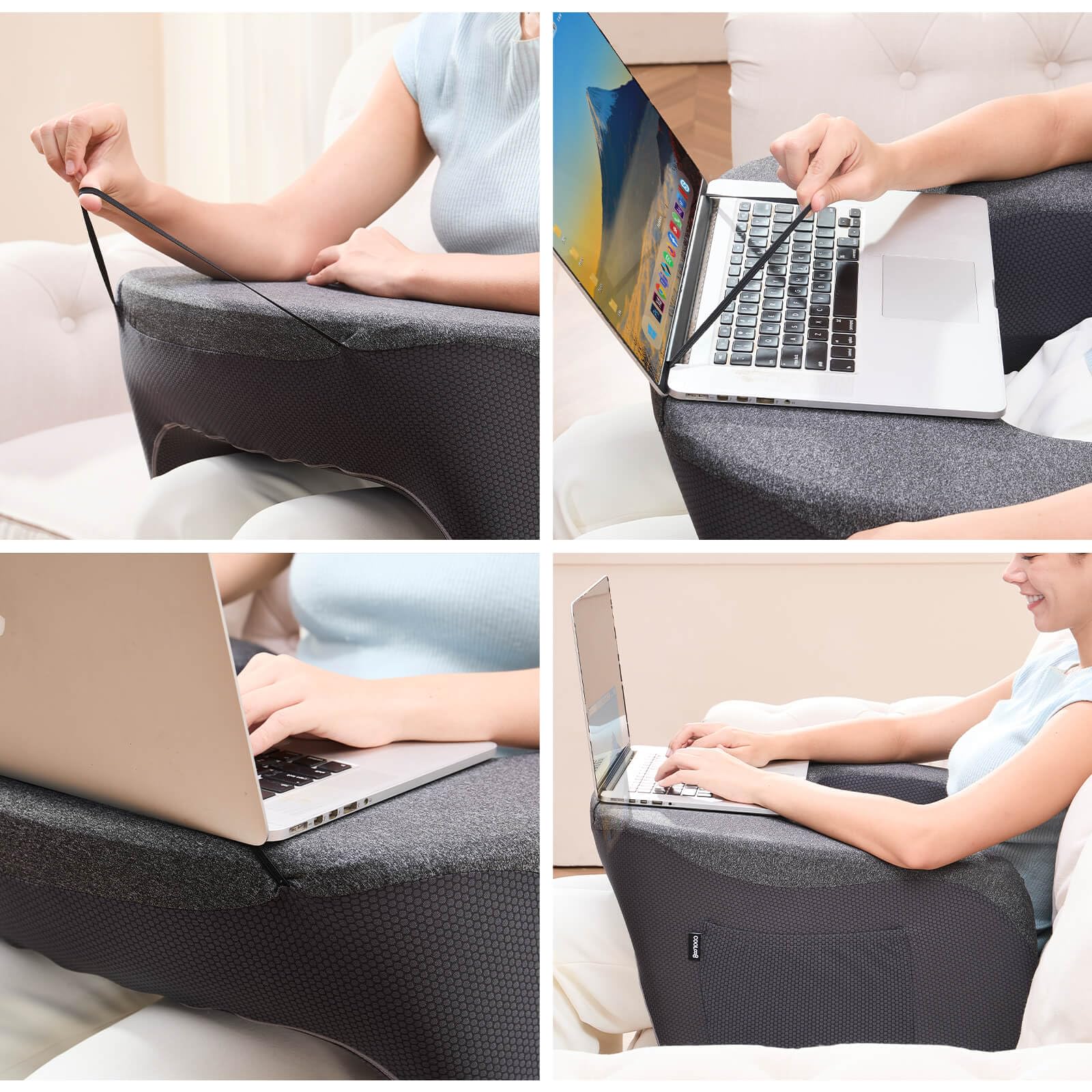 cooloo8 cross-legged gaming setup with handheld console, reduces wrist and hand strain