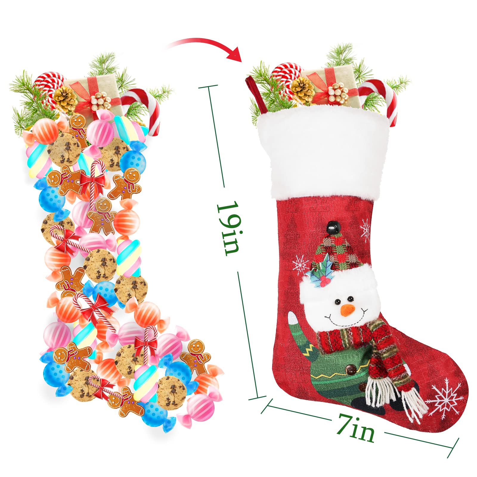 COOLWUFAN stockings hung on a mantel demonstrating easy hanging and display