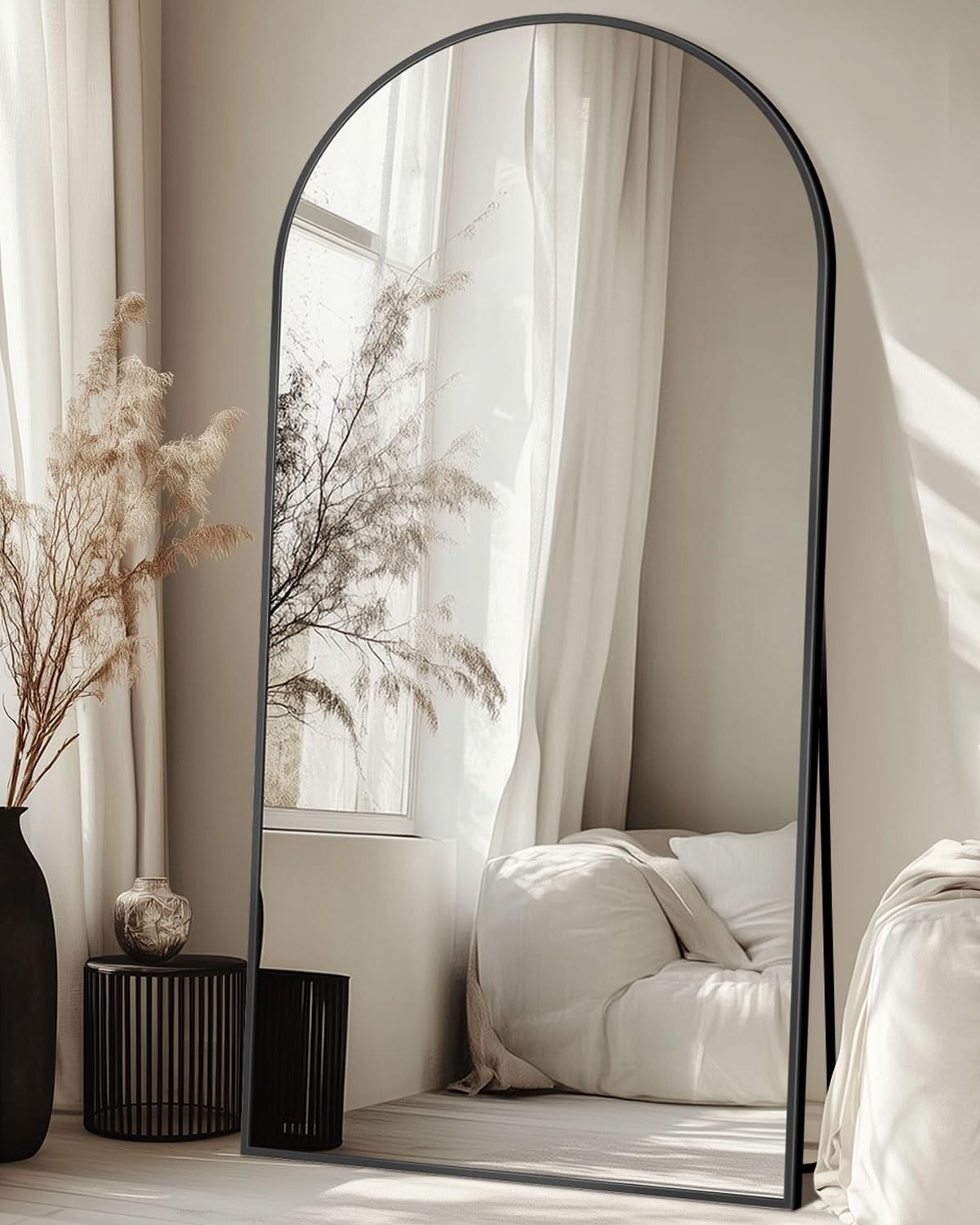 Coomily arched full length mirror front view showing full outfit reflection and elegance