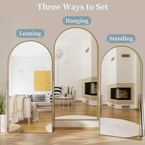 Coomily mirror beside shoes shows full-length scale and proportions