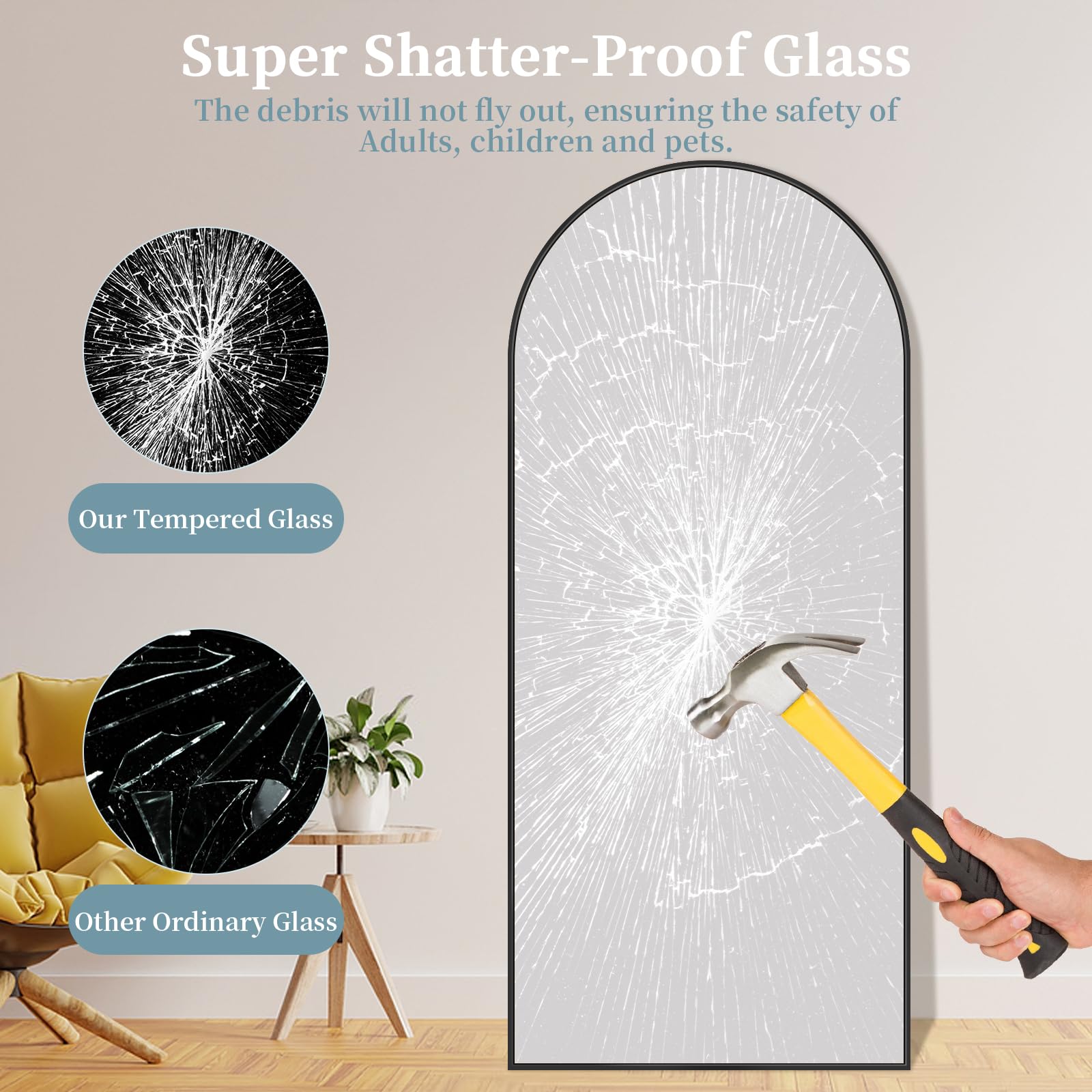 Coomily mirror leaning against wall demonstrating flexible placement and space-saving