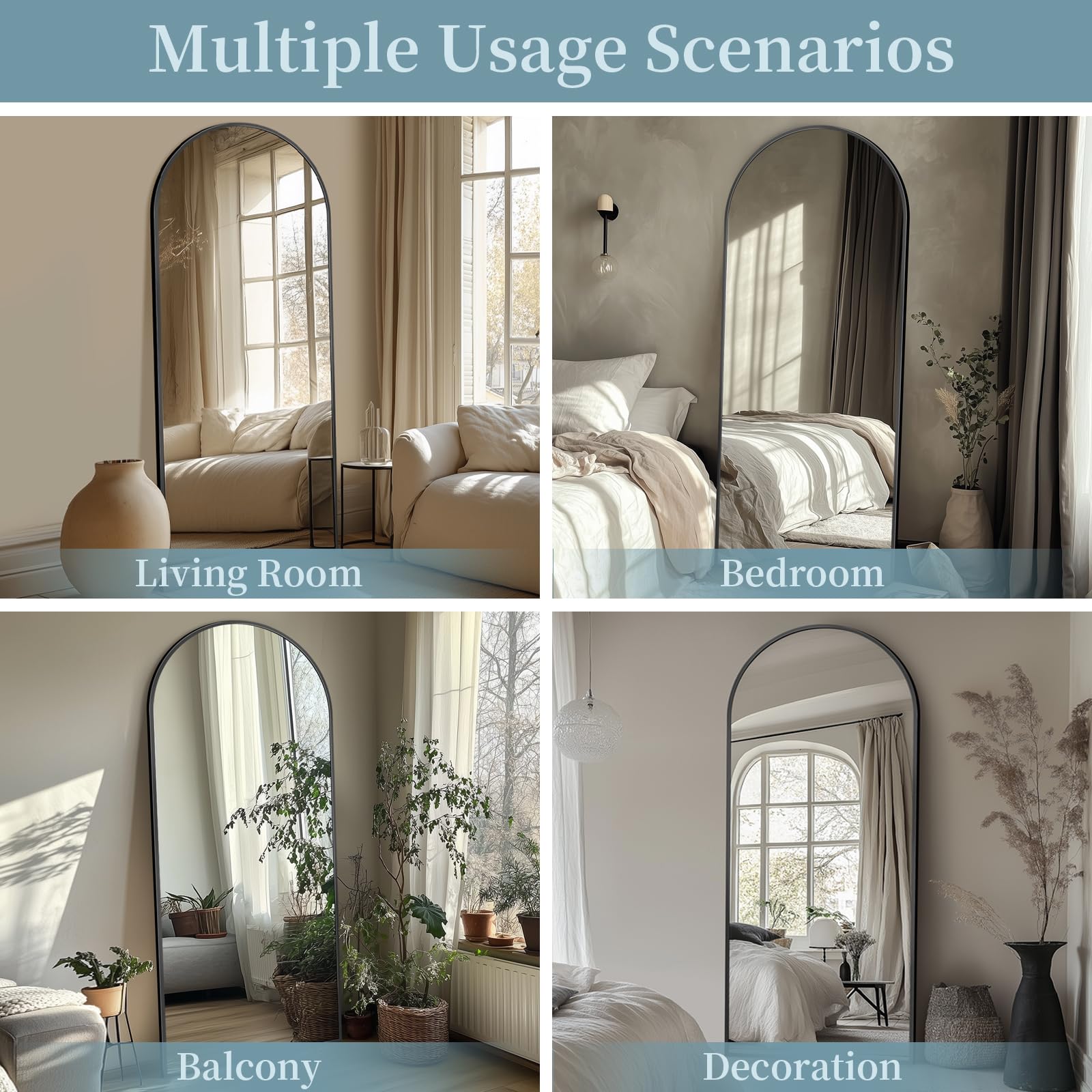 Coomily mirror in a styled bedroom brightening space and enhancing visual height