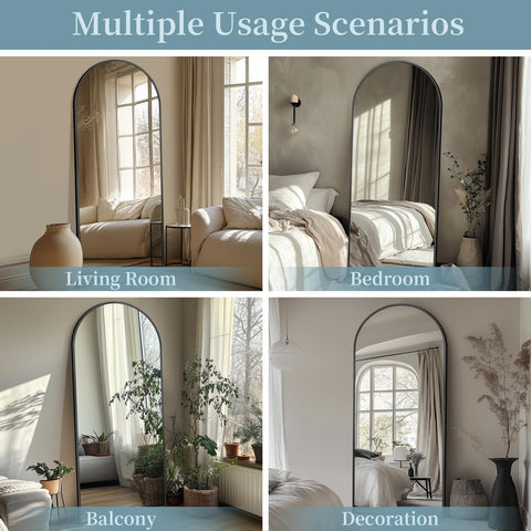 Coomily mirror in a styled bedroom brightening space and enhancing visual height